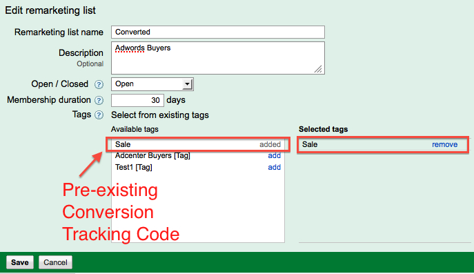 Preconfigured Adwords Conversion Tracking Tags